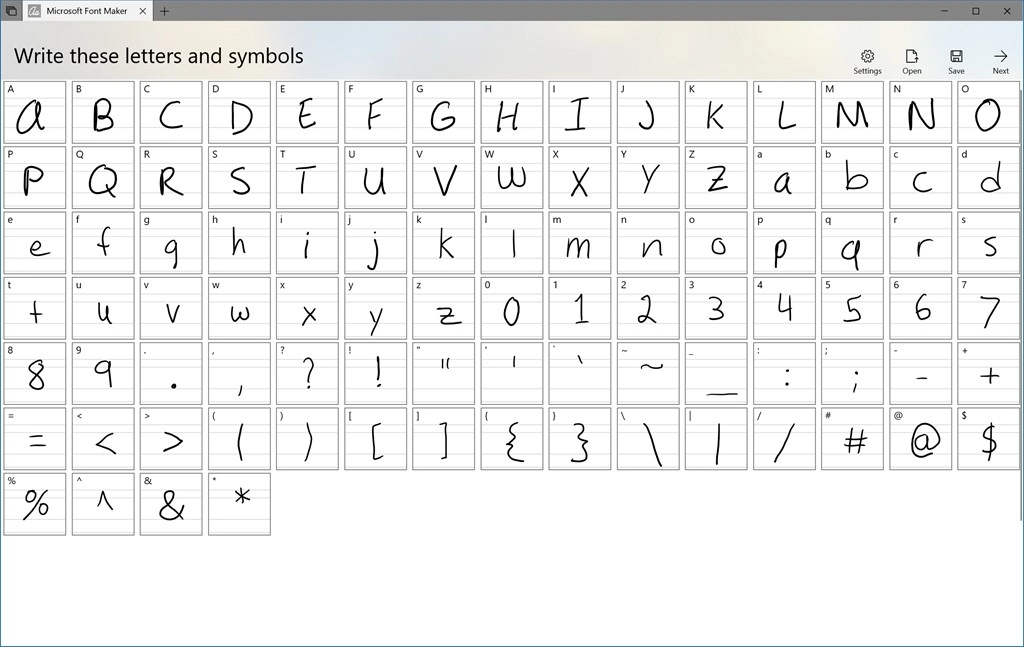 Microsoft Font Maker Screenshot Image