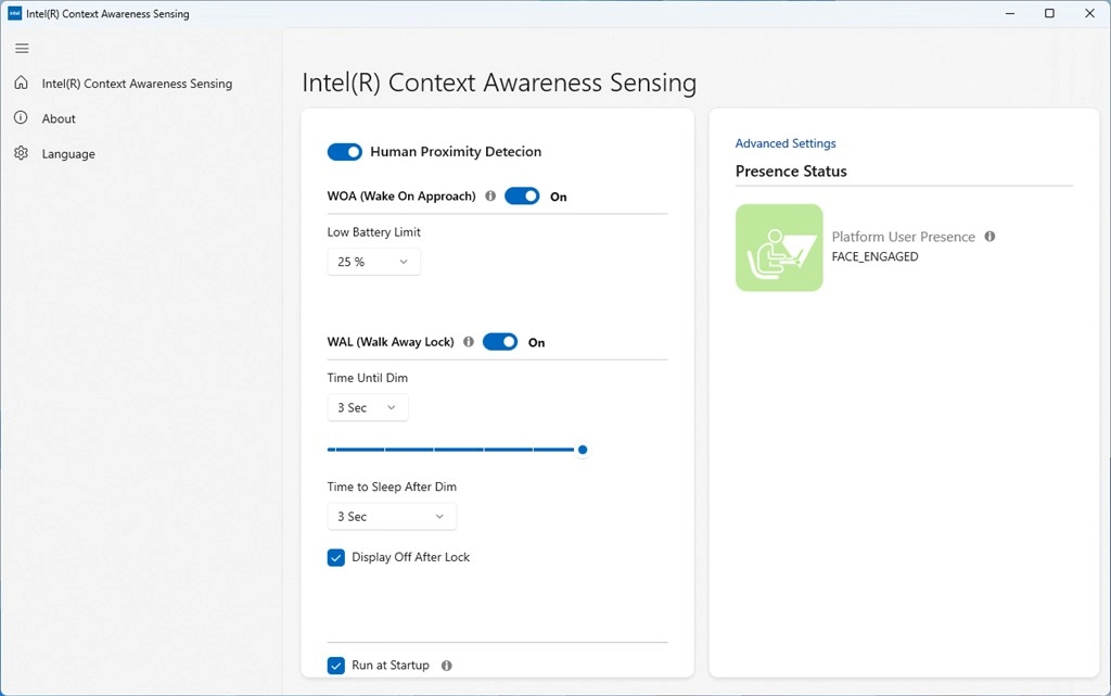 Intel(R) Context Awareness Sensing Screenshot Image #4
