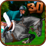 Black Horse Jumping Racing Image
