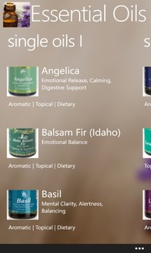 Essential Oils Reference Screenshot Image