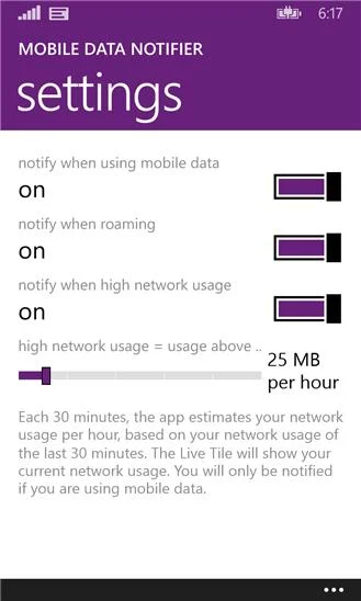 Mobile Data Notifier Screenshot Image