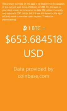 Bitcoin Price Live Tile Screenshot Image