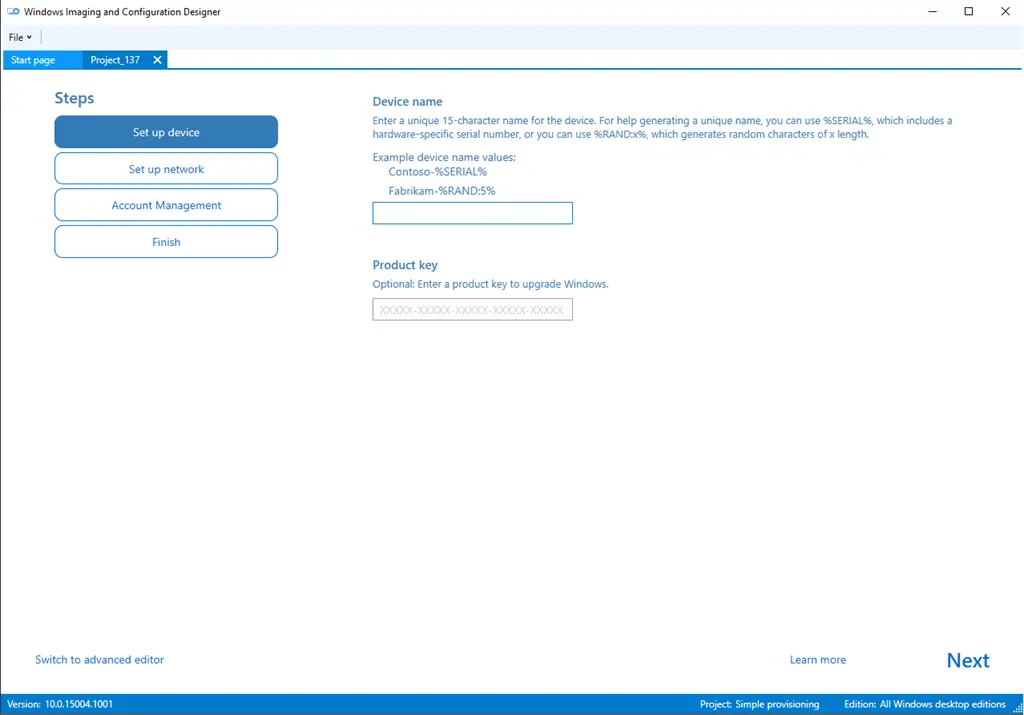 Windows Configuration Designer Screenshot Image #2