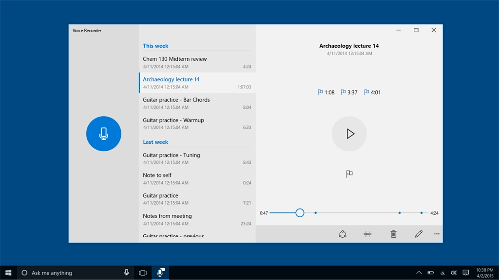 Windows Voice Recorder Screenshot Image #3