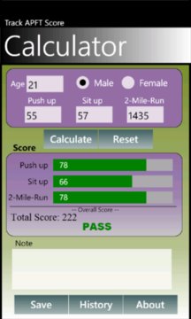 Track APFT Score Screenshot Image