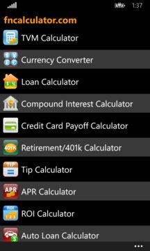 Financial Calculators Screenshot Image