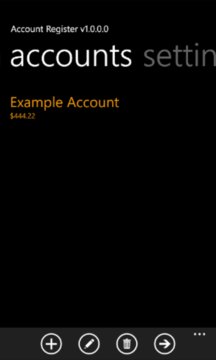 Account Register Screenshot Image
