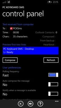 PC Keyboard SMS Screenshot Image