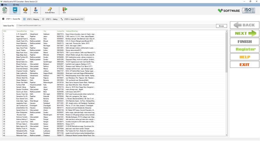 vMail Excel to PST Converter Screenshot Image #3