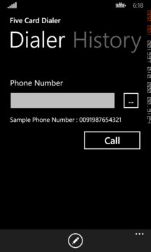 Five Card Dialer Screenshot Image
