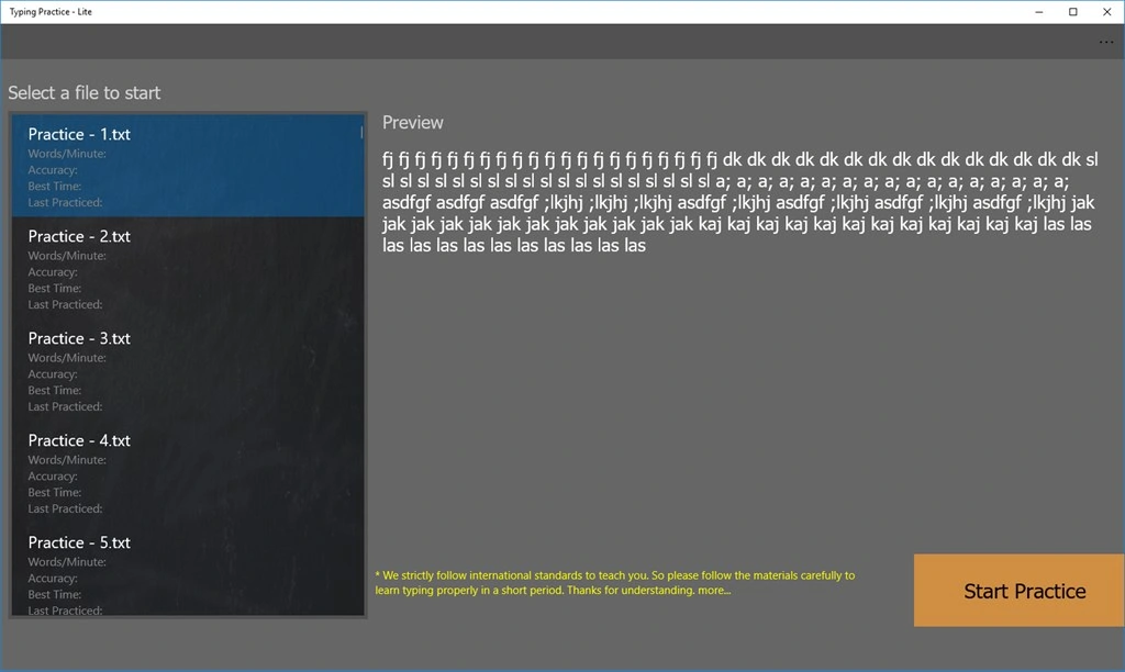 Typing Practice Lite Screenshot Image #1