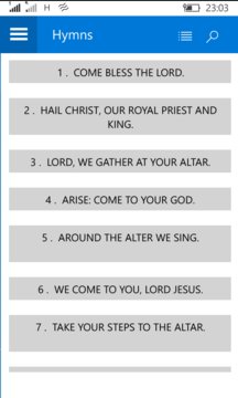 Catholic Hymnal Screenshot Image