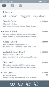 AirWatch Inbox Screenshot Image