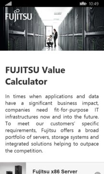 Fujitsu Value Calculator Screenshot Image