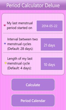 Period Calculator Deluxe Screenshot Image