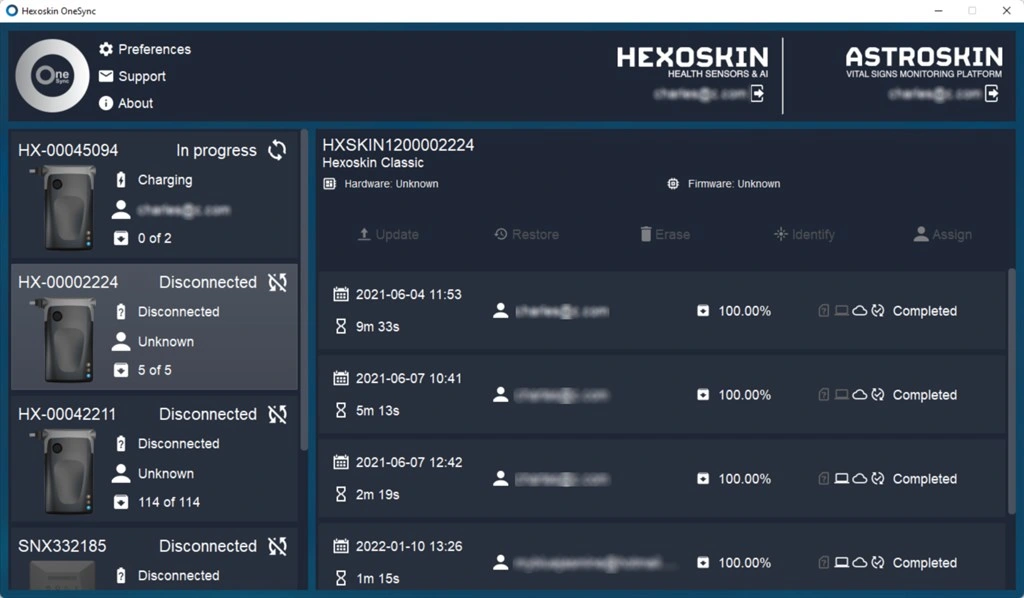 Hexoskin OneSync Screenshot Image