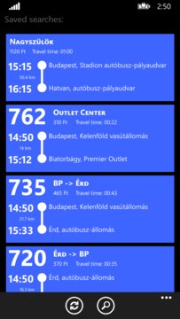 Volán Timetables Screenshot Image