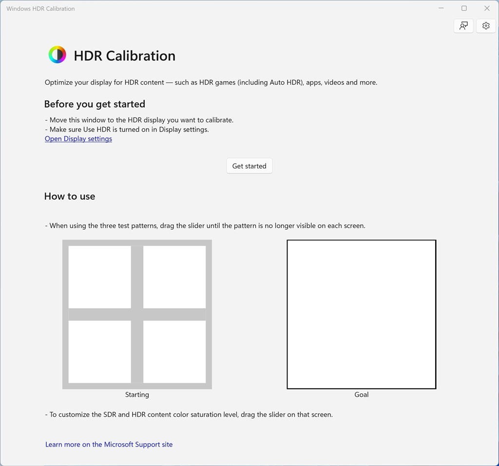 Windows HDR Calibration Screenshot Image