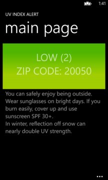 UV Index Alert Screenshot Image