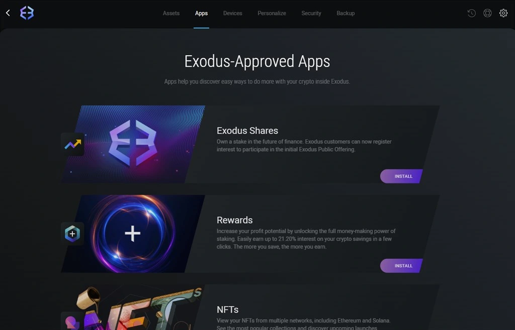 Exodus Wallet Access Screenshot Image