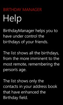 Birthday Manager Screenshot Image