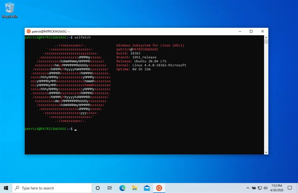 Ubuntu on Windows Screenshot Image