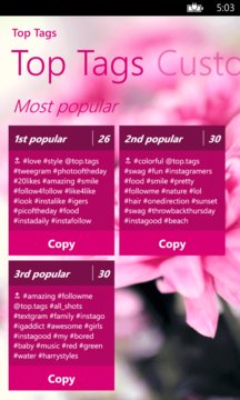 Top Tags for Instagram Likes Screenshot Image