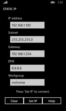 Static IP Screenshot Image