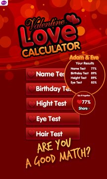 Love Tests Calculator Screenshot Image