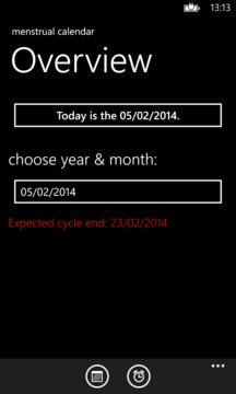 Menstrual Calendar Screenshot Image