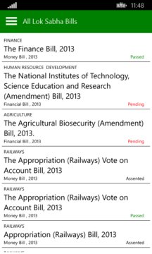 Lok Sabha Bills Screenshot Image