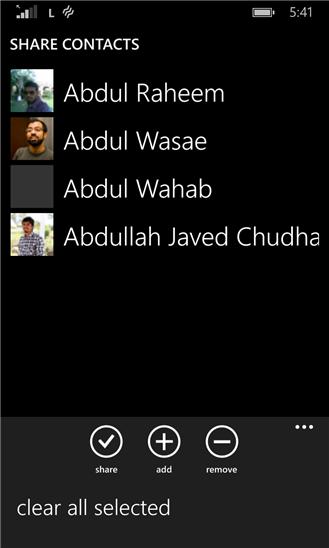 Share Contacts Screenshot Image #2