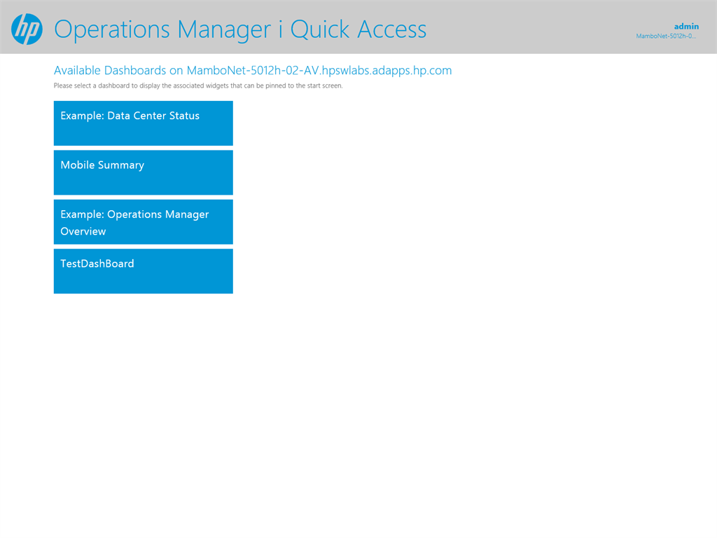 HP Operations Manager I Quick Access Screenshot Image