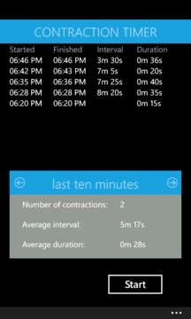 Contraction Timer Screenshot Image
