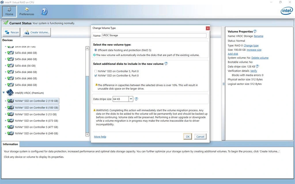 Intel® Virtual RAID on CPU Screenshot Image #1