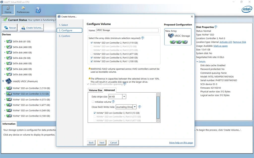 Intel® Virtual RAID on CPU Screenshot Image #2
