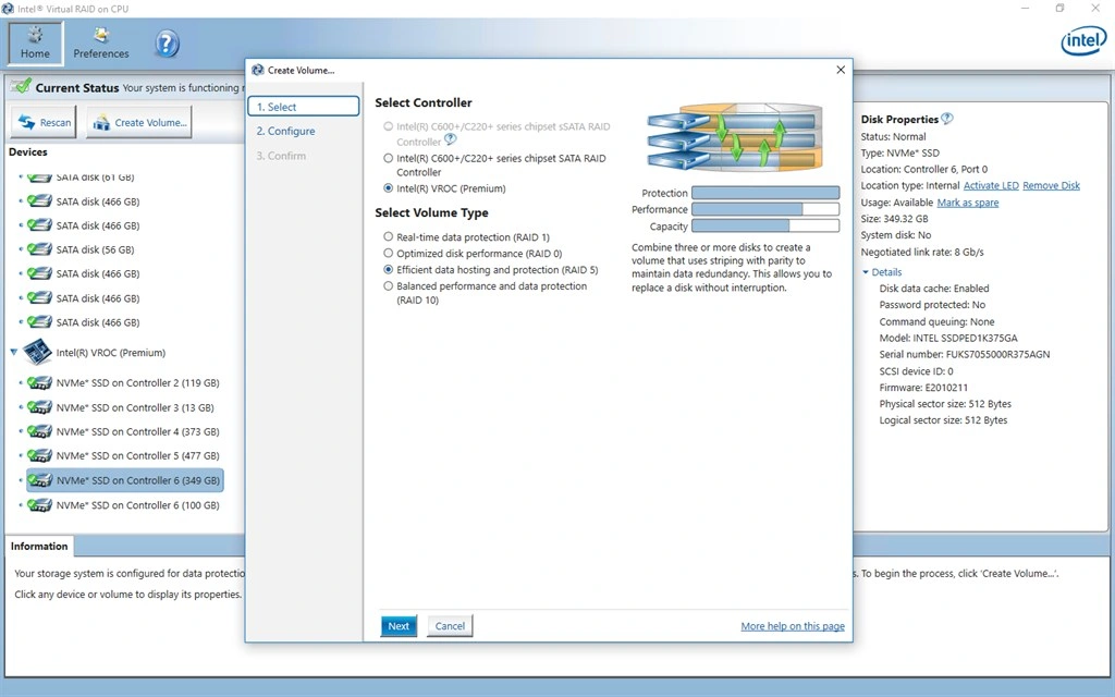 Intel® Virtual RAID on CPU Screenshot Image #3