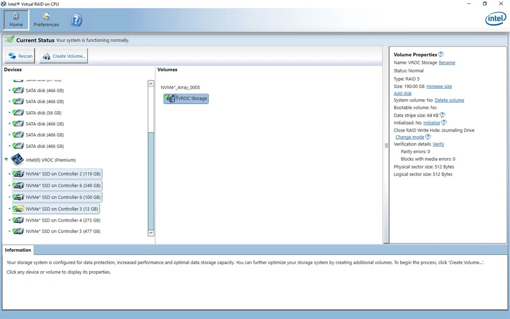 Intel® Virtual RAID on CPU Screenshot Image #4