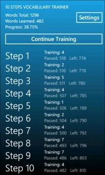10 Steps Vocabulary Trainer Screenshot Image