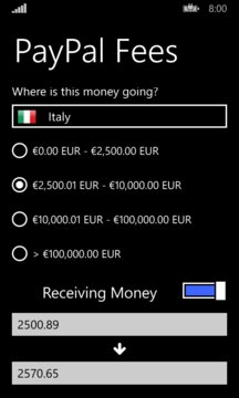 PayPal Fees Screenshot Image