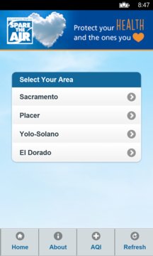 Sacramento Region Air Quality Screenshot Image