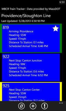 MBCR Train Tracker Screenshot Image