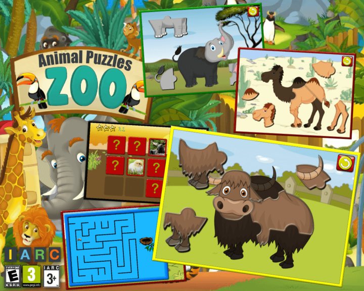 Kids Zoo Animal Jigsaw Puzzle Shapes Image