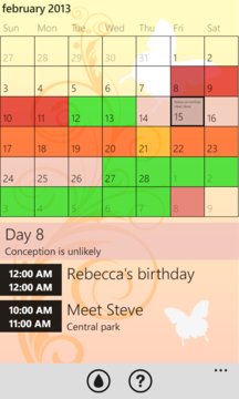 Women's Calendar Screenshot Image