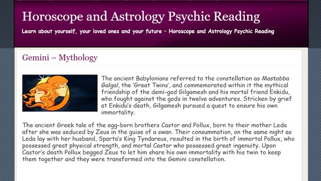 Gemini Horoscope and Astrology Screenshot Image