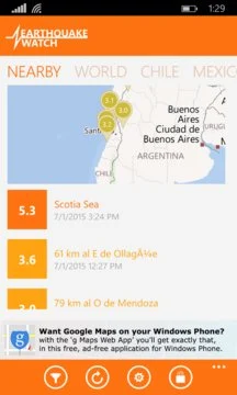 Earthquake Watch Screenshot Image