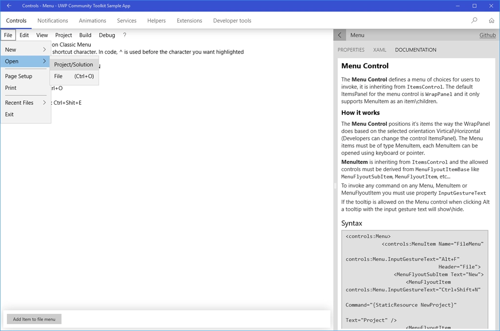 Windows Community Toolkit Sample Screenshot Image #3